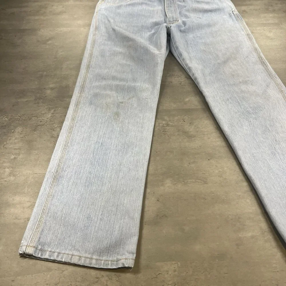 True Vintage Buddys‎ Jean Men 32x30 Blue Denim Light Wash Faded Tripe Stitch